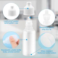 Échantillon gratuit de flacon compte-gouttes transparent en plastique PET vide de 5 ml, 10 ml, 15 ml, 20 ml, 30 ml