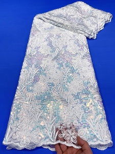 Nhà Máy Bán Buôn Chất Lượng Cao Sequins Ren Vải Bridal Đẹp Phi Sequins Vải Ren Cho Đám Cưới - Product Image 5