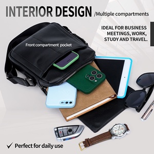 حقيبة كتف رجالية خفيفة الوزن للمكتب والأعمال من المورد، حقيبة جانبية من الجلد الصناعي الفاخر - Product Image 4