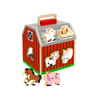 Jouets en bois à succès : Maison de ferme à assembler, jeu de blocs éducatifs Montessori, puzzle de scène pour enfants de 3 ans et plus, garçons et filles, certifié CE