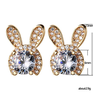 Orecchini a Perno a Forma di Coniglio per Donne, Gioielli di Moda con Piccoli Animali, Vendita all'Ingrosso - Product Image 5