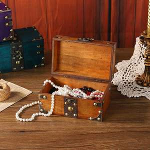 Caja del Tesoro de madera vintage, accesorios de tiro antiguos, almacenamiento de escritorio colorido con plástico PP para búsqueda de habitación secreta, almacenamiento de alimentos - Product Image 4