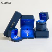 WEIMEI PU Leder Schmucks cha tulle LED Licht Ohrring Ring Lagerung anpassbar