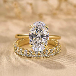 Ensemble de bijoux de mariée A191, diamant taille ovale, argent 925, sertissage griffe, bague de fiançailles pour femme, parures de bijoux raffinés - Product Image 4