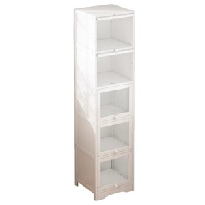 40cm long steel narrow bookcase with <b>doors</b>, glass display case, dustproof bookshelf, storage rack - Product Image 5
