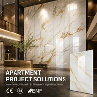 Panneau mural en PVC écologique effet marbre, revêtement UV, installation facile, insonorisant, anti-rayures, plaque en cristal de carbone pour appartement
