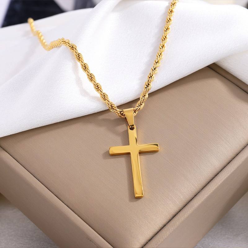 DC-gold-twist cross necklace-2