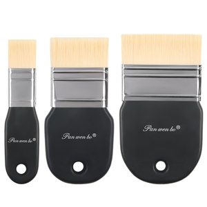 Panwenbo Artist <span class=keywords><strong>Gesso</strong></span> Pinceaux 25mm 50mm 75mm Pinceau d'art plat avec manche en bois pour la peinture d'art Matériau capillaire en nylon - Product Image 1