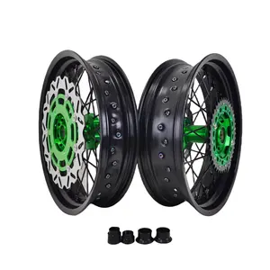 Kawasaki Wheel Rim CNC Hub roda 16 17 inci, set roda sepeda motor aluminium paduan untuk Kawasaki Kx Klx 125 250