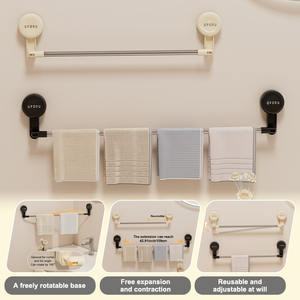 UFORU Étagère <span class=keywords><strong>de</strong></span> rangement murale à ventouse <span class=keywords><strong>extensible</strong></span> et réglable pour toilettes, <span class=keywords><strong>salle</strong></span> <span class=keywords><strong>de</strong></span> bains, organisateur, porte-serviettes - Product Image 2