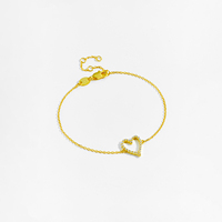 Collier et bracelet en argent 925 plaqué or FUAMAY, délicats, avec un cœur, pour couples, pour femmes