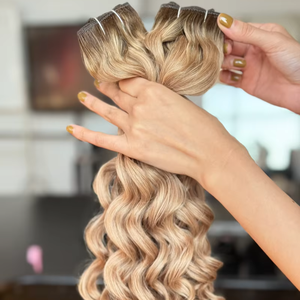 Новинка 2026: Наращивание волос на клипсах из 80% натуральных необработанных волос Double Drawn для салонов красоты (для белых женщин) - Product Image 1