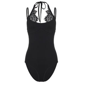 Body de encaje sexy con cuello halter y corte en V para mujer, top camisero sin mangas ajustado de verano - Product Image 6