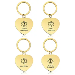 Key chain Golden medical EPILEPSY symbol DIABETIC Star of Life Christmas gift key