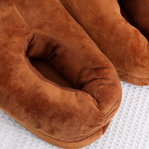 Zapatillas de cara sonriente marrón otoño suave peludo comodidad <span class=keywords><strong>triste</strong></span> gafas de sol enojadas expresión adulto al aire libre zapatilla cálida zapatos de cara linda - Product Image 3
