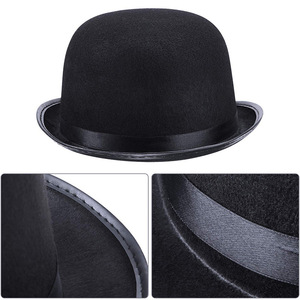 Cappello a Bombetta Nero da Gentiluomo per Adulti, Cappello da Equitazione, da Maggiordomo, Cappello Formale per Abiti da Matrimonio, in Materiale Magico di Feltro - Product Image 4