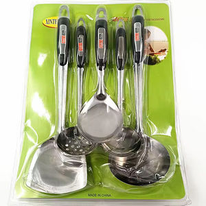 Ensemble de spatules en acier inoxydable résistant à la chaleur avec manche long pour cadeau de pendaison de crémaillère, idéal pour la friture, la cuisson à la wok et le service de soupes - Product Image 1