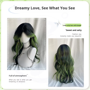 วิกผมผู้หญิง ไฮไลท์<span class=keywords><strong>ทรง</strong></span><span class=keywords><strong>ผม</strong></span>หน้าม้ารูปเลข 8 <span class=keywords><strong>ผม</strong></span><span class=keywords><strong>ยาว</strong></span>หยิกสีเขียวมรกต แสกกลาง ลอนใหญ่ สไตล์สาว<span class=keywords><strong>เซ็กซี่</strong></span> ปิดเต็มศีรษะ ลอนธรรมชาติ - Product Image 3