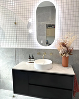 Meuble-lavabo mural moderne en chêne noir avec caractéristiques résistantes à l'eau et faciles à nettoyer, miroir non inclus, pour salle de bain
