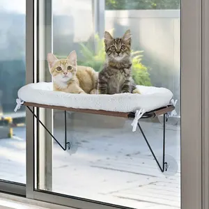 Camas para mascotas cama mullida para gatos casa gatos plátano haya estantes de esquina silla grande cama negra, asiento y percha cristal una ventana para gatos hammoc