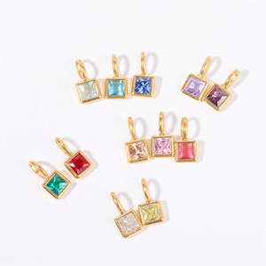 Colgantes de Acero Inoxidable con Circonitas Cuadradas de Colores, Accesorios para Collares DIY para Mujer - Product Image 5
