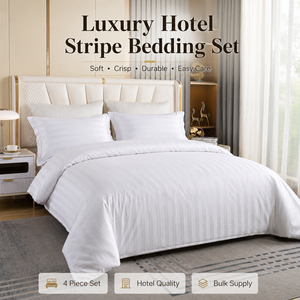 Conjunto de Roupa de Cama de Hotel com Lençol Branco de Algodão 100% com Bordado Personalizado - Product Image 1