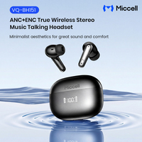 Écouteurs sans fil TWS Miccell ANC Bluetooth avec réduction de bruit, Bluetooth 6.0, 6H d'autonomie, affichage LED, étui pour les voyages et le sport