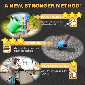 Colle pour paillis d'aménagement paysager à séchage rapide, non toxique, résistante aux intempéries, liant puissant pour gravier, paille de pin, extérieur, gravier de galets robuste - Product Image 2