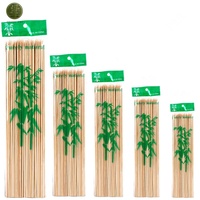 Brochettes de barbecue jetables en bambou naturel, 10-50 cm, rondes, résistantes à la chaleur, pour viande, satay, barbecue