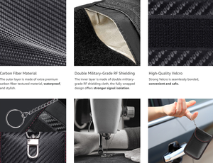 Bolsas Faraday para Teléfonos y Llaves de Coche, Funda de Bloqueo de Señal con Superficie de Fibra de Carbono, <span class=keywords><strong>Bloqueador</strong></span> de Llaves de Coche/WiFi/RFID/GPS - Product Image 4