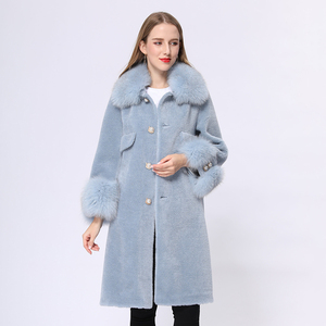 เสื้อโค้ทขนแกะแท้สไตล์<span class=keywords><strong>เกาหลี</strong></span> ดีไซน์หรูหรา พร้อมปกขนสุนัข<span class=keywords><strong>จิ้งจอก</strong></span>  ขนาดสั่งตัดได้ - Product Image 1