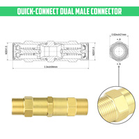Acoplamiento Rápido Doble Macho CRD de 1/2" y 5/8" para Refrigerante, Junta de Tubería de Cobre HVAC Autosellante y Antifugas para Aire Acondicionado Split