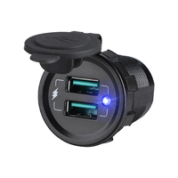 Chargeur de voiture USB 36W+36W, prise de charge rapide DC 12V 24V, prise de courant USB étanche avec indicateur LED pour moto, voiture, camping-car