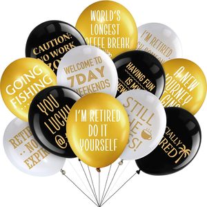 Globos de Decoración para Jubilación, Suministros para Celebrar la Jubilación, Globos Divertidos para Hombres y Mujeres, Decoración para Fiestas en Interiores (Negro, Blanco, Dorado) - Product Image 1