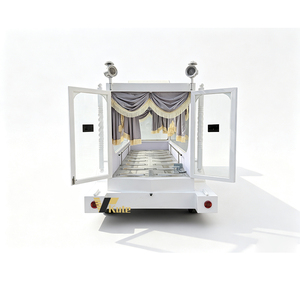 Carroza Fúnebre Eléctrica Blanca con Cortinas y Toldo Plateados - Product Image 5