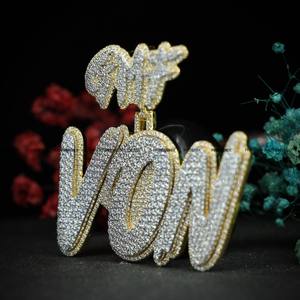 Pendentif Hip Hop personnalisé en argent sterling 925, pendentifs avec testeur de diamant VVS Moissanite, pendentif avec nom en lettres Ice Out - Product Image 4