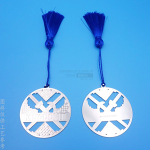 Stainless Steel Round <b>Bookmark</b> With Tassel 55mm Metal Die Cutting Pattern Stationery Gift - Product Image 3