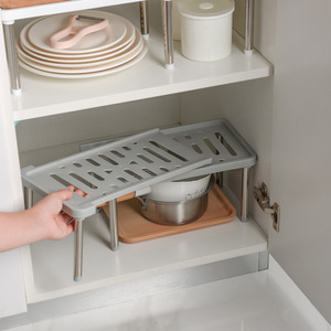 Extendable <b>Kitchen</b> Storage <b>Rack</b> Double Layer Countertop Organizer For Spice Bottles And Kitchenware White Gray - Product Image 2