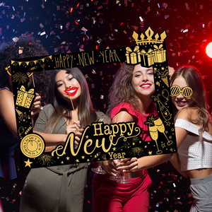 Hàng mới chào mừng năm mới vàng đen quyến rũ trang trí năm mới Bộ đạo cụ chụp ảnh cầm tay đạo cụ chụp ảnh 2026 tiệc - Product Image 5