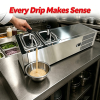 Dispenser Bumbu Dingin 250W Tombol Tekan GN 1/4*2 2-8 ℃   Dispenser Saus Pendingin Dispenser Bumbu Komersial