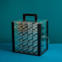 Boîte à jetons de poker Texas 1000 pièces, portable, en acrylique épaissi, transparente, avec 10 supports à jetons pour le divertissement