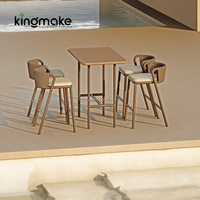 Ensemble de barres tissées en corde de 5 pièces de qualité commerciale avec cadre en aluminium et étagère à outils intégrée Table haute tout temps pour le bord de la piscine