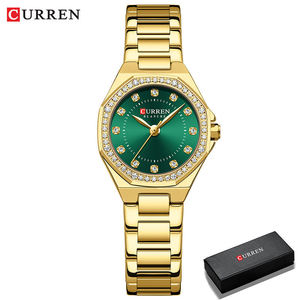 นาฬิกาข้อมือผู้หญิงแฟชั่น รุ่น Curren 9100 สีทอง สแตนเลสสตีล กันน้ำ นาฬิกาควอตซ์สำหรับสาวๆ ผู้หญิง พร้อมกล่องของขวัญ - Product Image 1