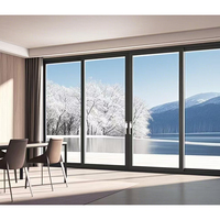 Harga Grosir Pintu Geser Patio Taman Interior Rangka Aluminium Berlapis Bubuk Desain Modern Kaca Tempered Ganda Hotel