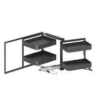 Panier d'angle ARTSTEEL à double niveau, côté droit, en alliage d'aluminium, pliable, étanche, résistant à la rouille, à fixation par boulons, pour rangement de cuisine