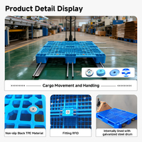 Palette de stockage industrielle en plastique HDPE robuste à 9 pieds, 670*435*170 mm, avec grille ventilée et entrée 4 directions, couleur personnalisée