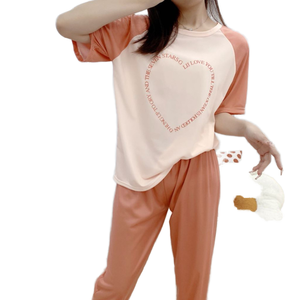 Pijamas de Mujer, Versión Coreana 2023, con Estampado Animal, Tejido de Tela, ODM, para Invierno, Otoño y Verano, Transpirables, de Secado Rápido, Manga Corta - Product Image 1