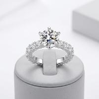 Prêt à expédier - Bague pour femme en argent S925 de luxe avec moissanite 4 carats couleur D VVS pour fiançailles et mariage - Bande en moissanite
