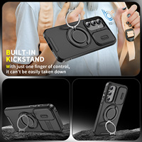 Mode 360 rotatif voiture montage anneau glissière caméra lentille sans fil étui de charge pour samsung galaxy A05 A55 S24Ultra couverture arrière