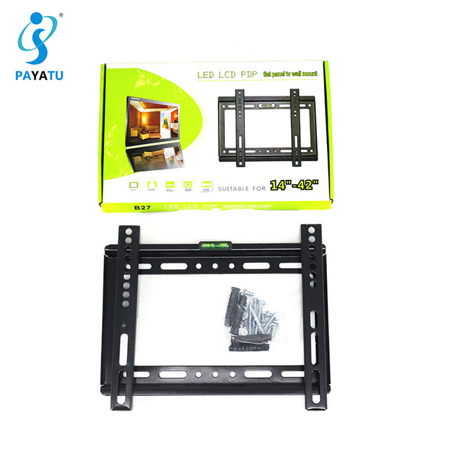 Wholesale Cheapest  Price B27 14-42 Slim Fixed Tv Wall Mount Stand Iron Steel Support Flat Panel Tv Bracket Rack Screen Holder